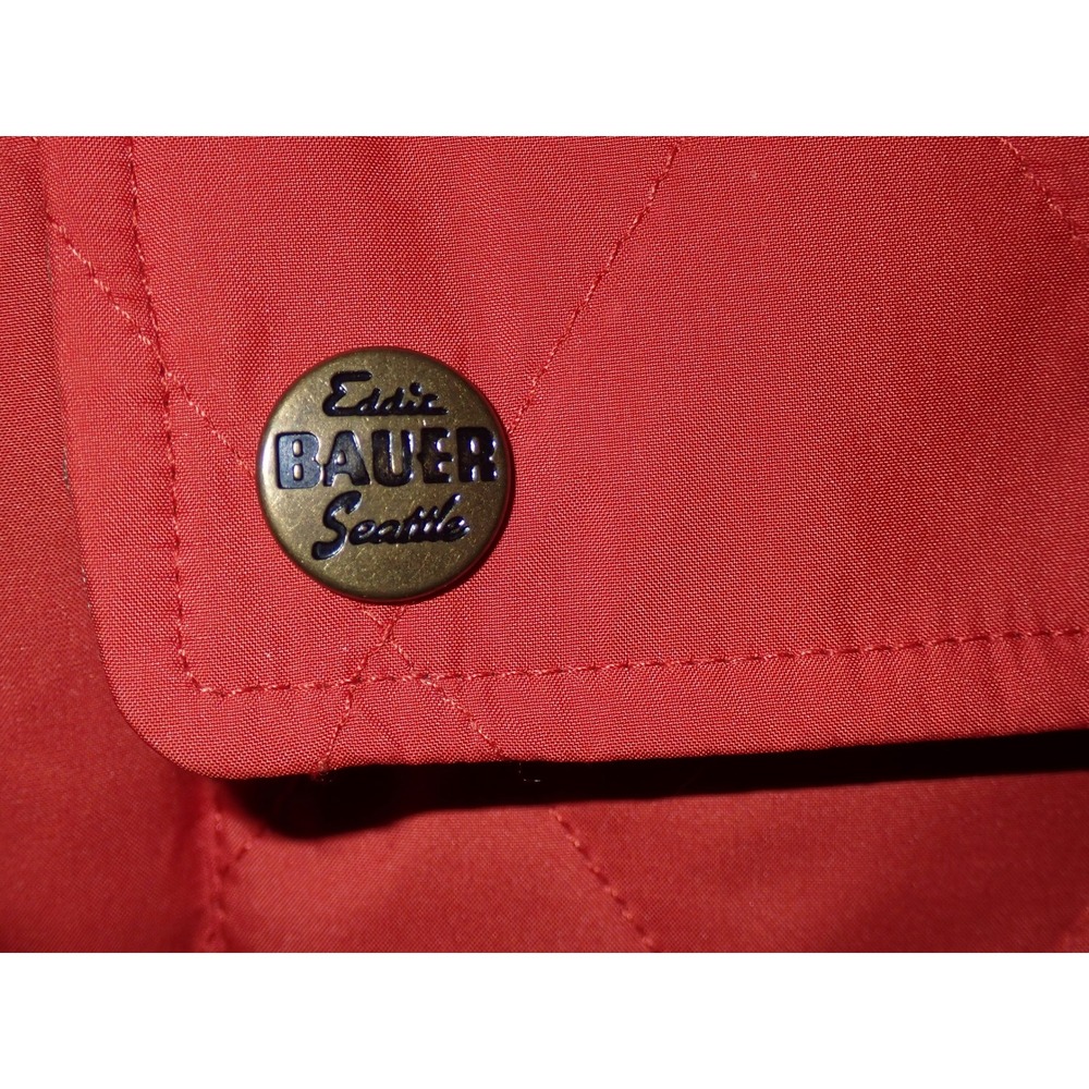 Eddie Bauer Goose Down Vest Women XXL Orange Snap Quilted Outdoor Cottage layer - Picture 3 of 7